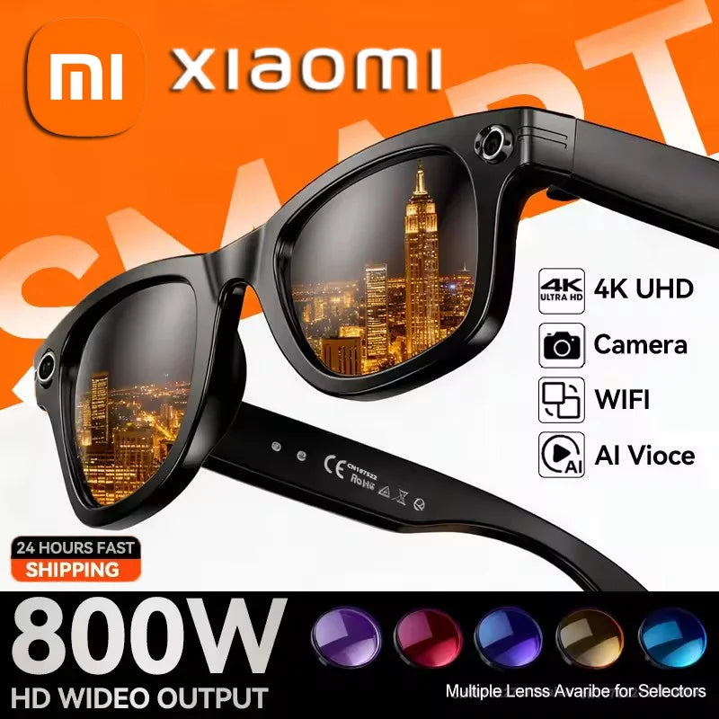 Xiaomi 4K 800W Camera AI Glasses Color-Changing Smart Translation Glasses Photo Video Recording Waterproof Call Smart Sunglasses