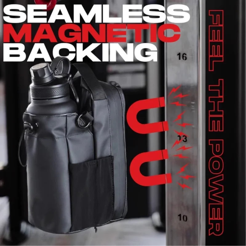 Magnetic Gym Bag Large Capacity Magnetic Carrier Bag With Phone Pocket Portable Gym Water Bottle Pouch Gym Accessories Organizer