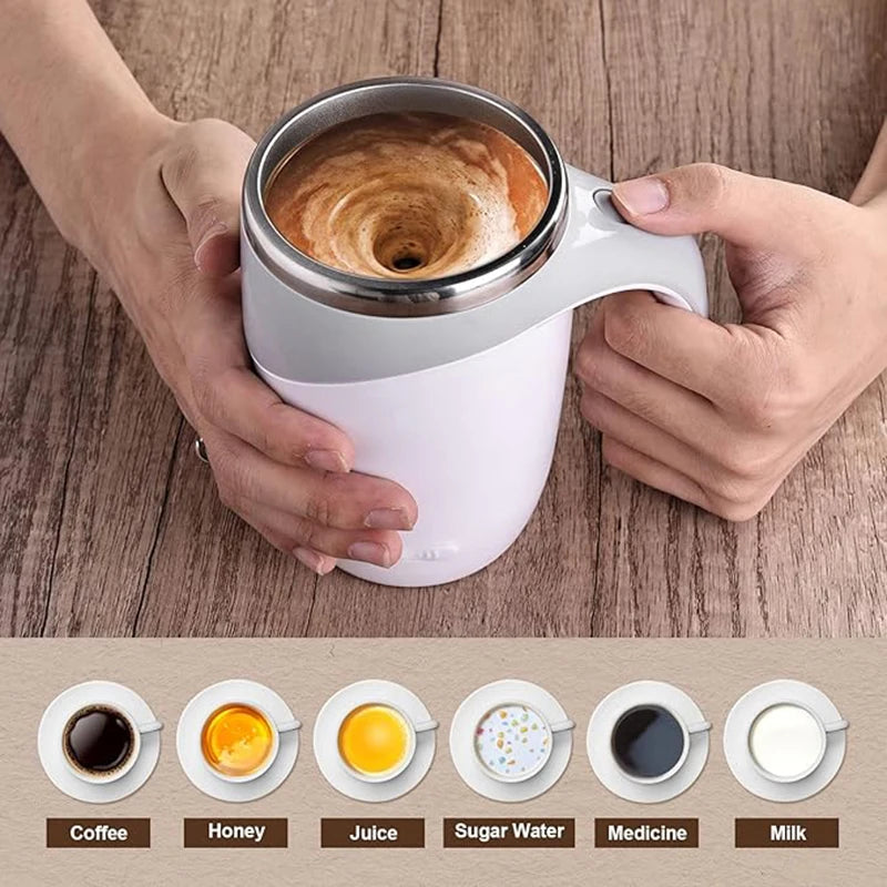 1PC Portable Smart Automatic Magnetic Stirring Cup Rechargeable Stainless Steel Lazy Rotating Mug Stirring Cup Drinking Tools